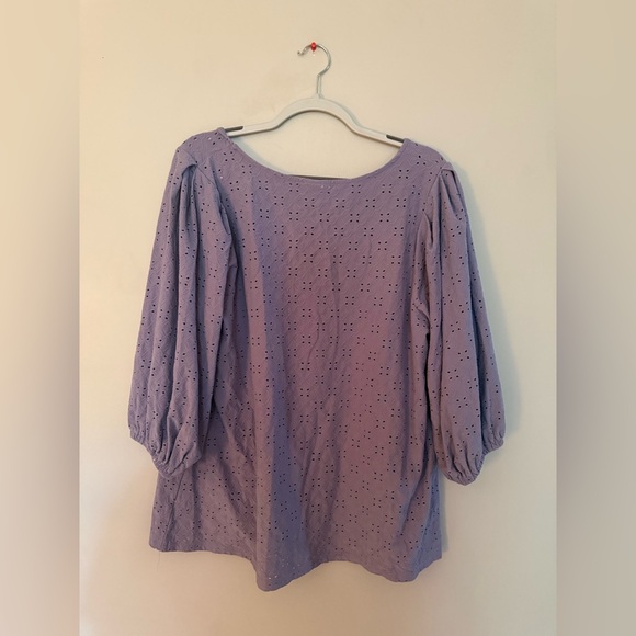 Ava & Viv Balloon Sleeve Purple Blouse - Picture 5 of 5